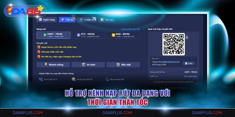Nạp rút Da88 đa dạng và nhanh chóng