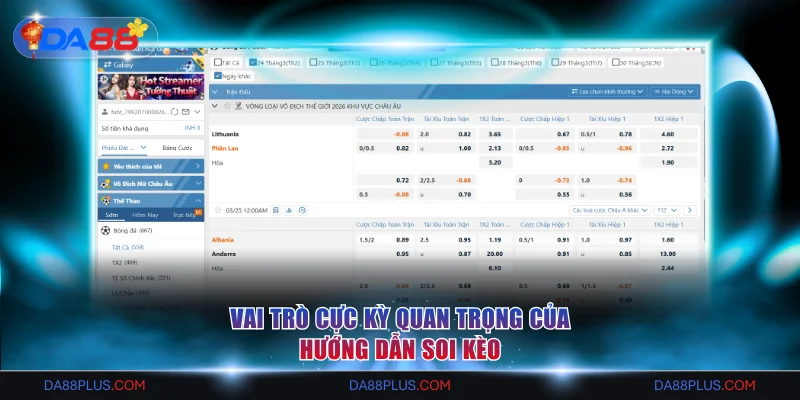 Hướng Dẫn Soi Kèo Tăng Tỷ Lệ Thắng Tới Mức 83% Tại DA88 2 Vai trò cực kỳ quan trọng của hướng dẫn soi kèo